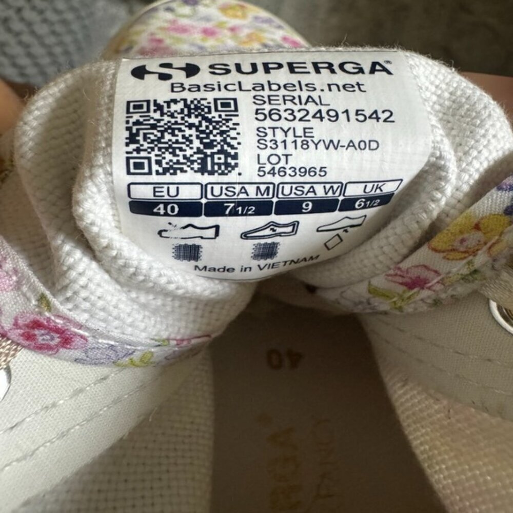 Superga X Loveshackfancy Floral High Top Canvas Sneakers Size US 9 - Picture 9 of 9
